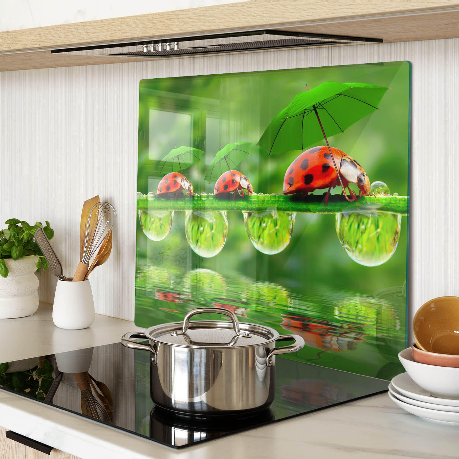 GLASPLATTE 60x52 cm Marienkäfer - Grün, Glas (60/0.4/52cm) - TULUP