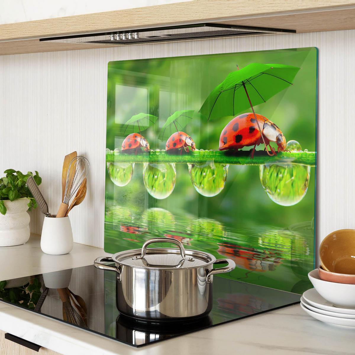 GLASPLATTE 60x52 cm Marienkäfer - Grün, Glas (60/0.4/52cm) - TULUP
