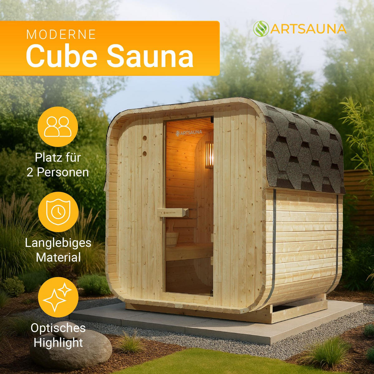 FASSSAUNA Nolvik M inkl. Zubehör-Set - Naturfarben, Holz (185/194/120cm) - Artsauna
