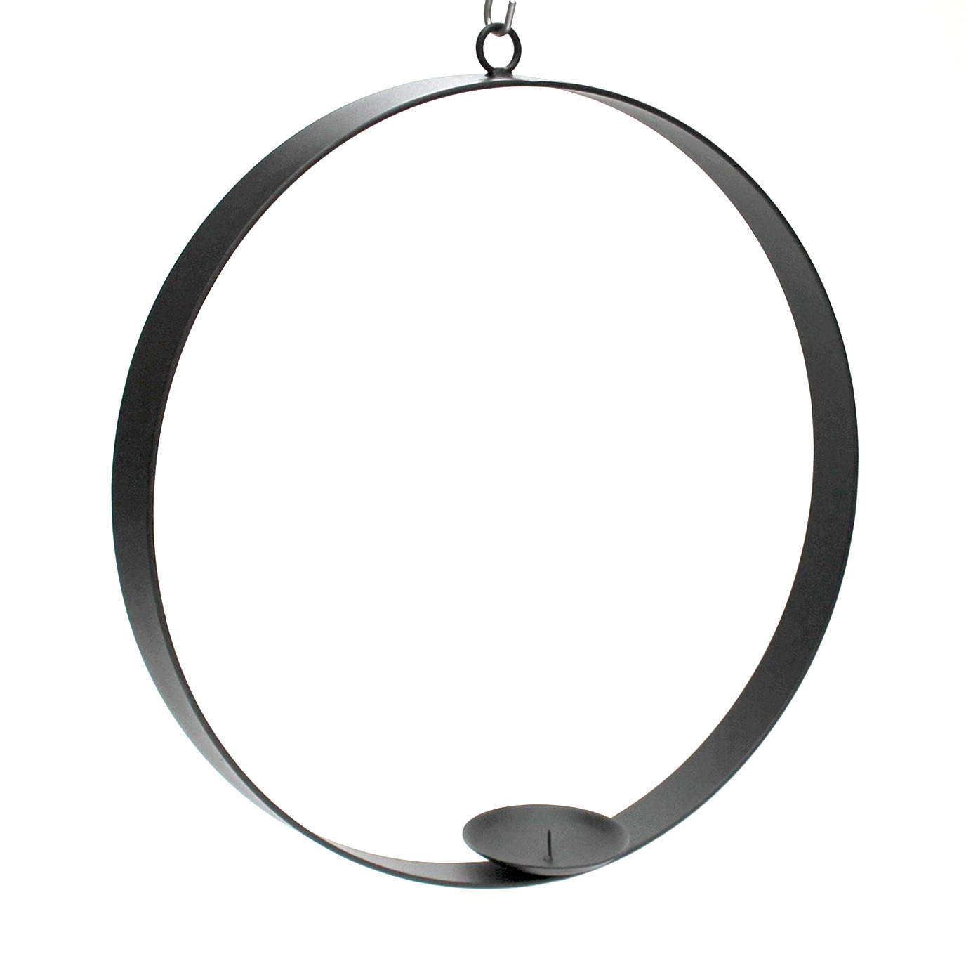 WANDKERZENHALTER rund Metall Schwarz 50 cm - Schwarz, Metall (50/50/4cm) - DanDiBo