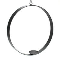 WANDKERZENHALTER rund Metall Schwarz 50 cm - Schwarz, Metall (50/50/4cm) - DanDiBo
