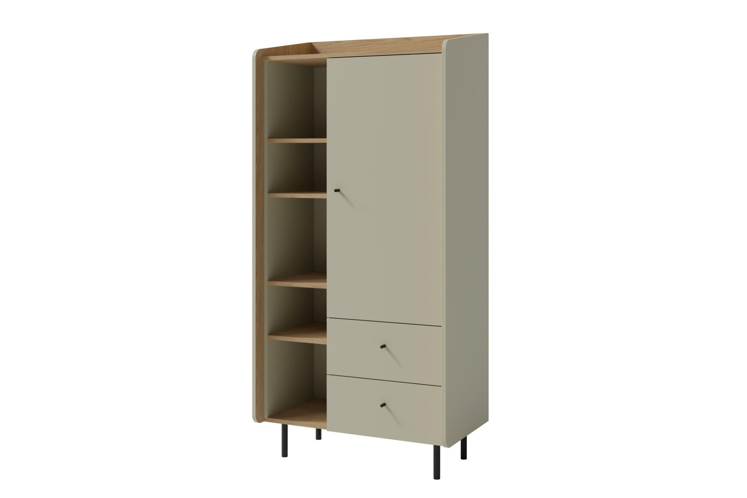 KINDERHOCHKOMMODE ALBI 05 80/42/170 in Eukalyptus / Baltic Düne Eiche - Alteiche/Eukalyptusholzfarben, Holzwerkstoff (80/170/42cm) - Deine Möbel 24