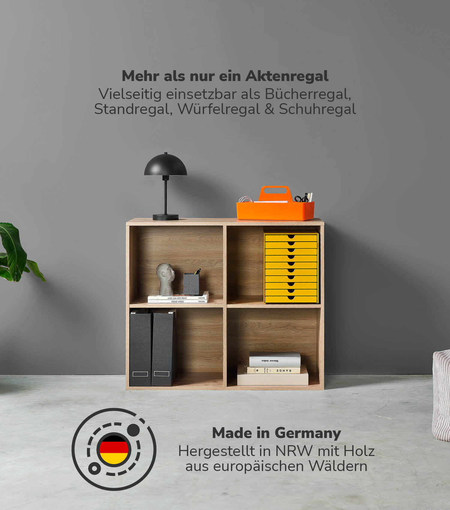 AKTENREGAL Der Verstauer - Eichefarben, Holzwerkstoff (88/75/35cm) - Mokebo