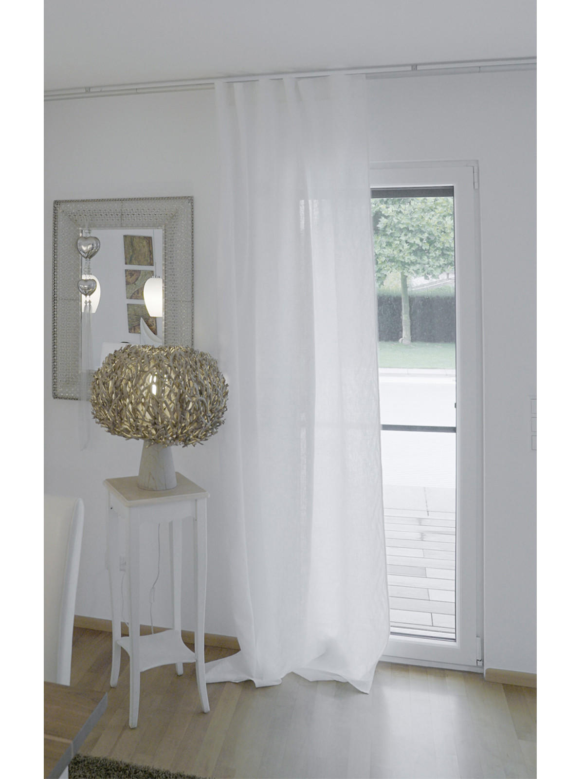 SCHLAUFENVORHANG reines Leinen mit verdeckten Schlaufen stonewash-weiß 135/245 cm - Weiß, Naturmaterialien (135/255cm) - beties Heimtextil