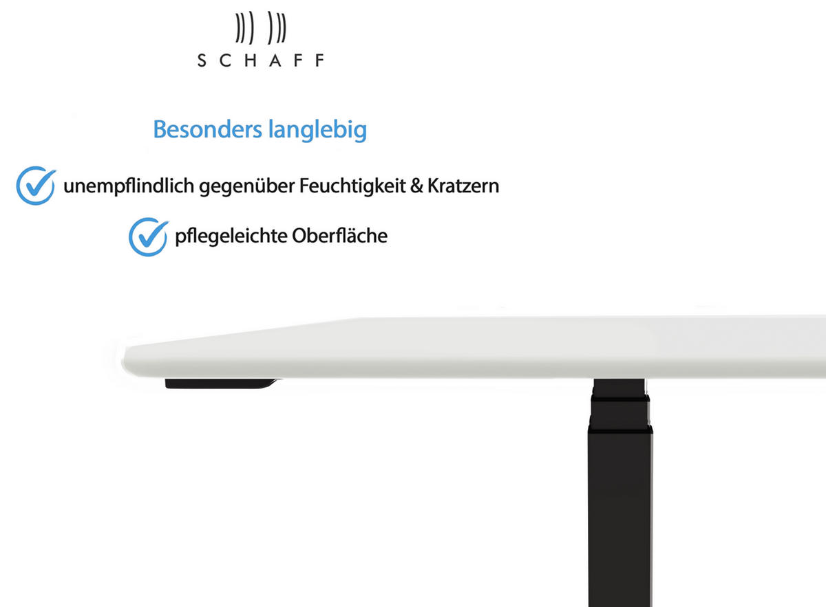 SCHREIBTISCH höhenverstellbar Progress Gasfeder 120x80 cm - Weiß, Metall (120/80/64cm) - Schaff