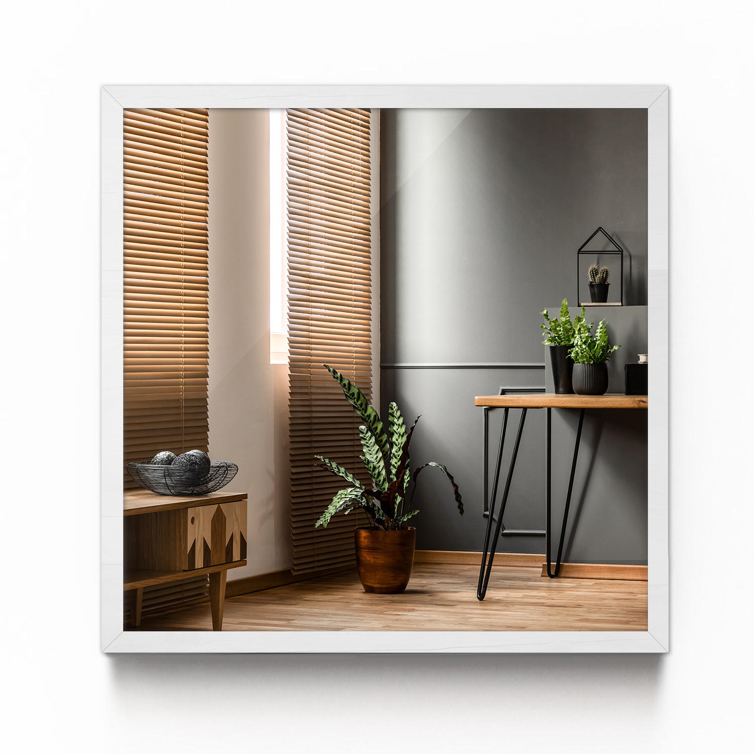 SPIEGEL 50 x 50 cm weißer Rahmen - Weiß, Glas (50/50/1cm) - TULUP