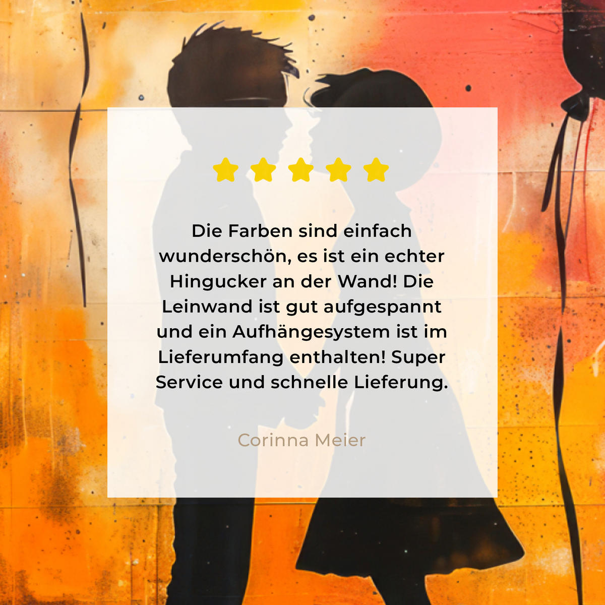 LEINWANDBILD Straßenkunst - Liebe - Graffiti - Kunst - Banksy 80x60 cm - Orange, Textil (80/60cm) - MuchoWow
