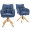 BÜROSTUHL Mika-Keno - Honigeiche/Blau, Eichenholz/Holz (59/85/66cm) - DUBI Möbel