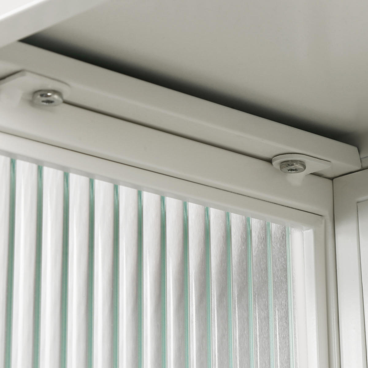 KÜCHENOBERSCHRANK 60x23x78 cm Weiß aus Glas & Metall mit geriffeltem Glas & offenen Ablagen - Weiß, Glas (60/78/23cm) - Modfu