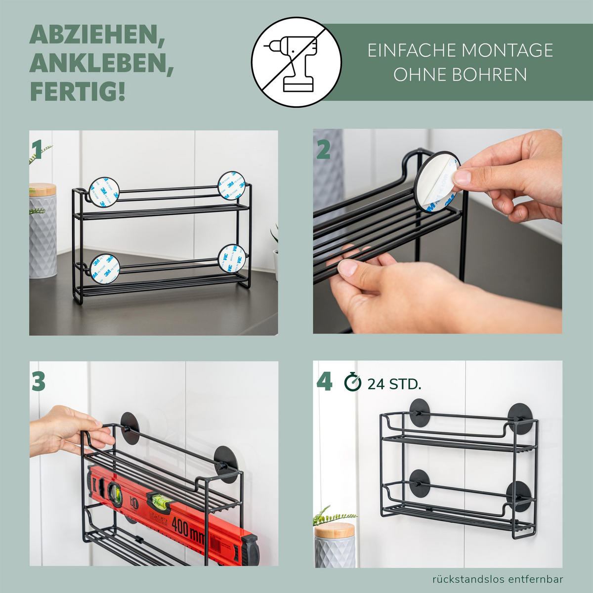 GEWÜRZREGAL, schwarz, Stahl - Schwarz, Metall (32.5/20/6.5cm) - bremermann