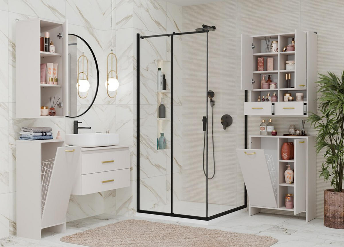 BADEZIMMERSCHRANK Kato - Beige, Holzwerkstoff (66/90/30cm) - kommodly