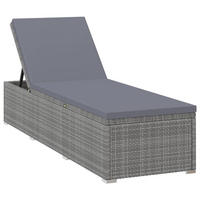 SONNENLIEGE mit Dunkelgrauer Auflage, verstellbar, 195/61,5/33 cm, Grau - Grau, Naturmaterialen/Textil (61.5/75.5/195cm) - vidaXL