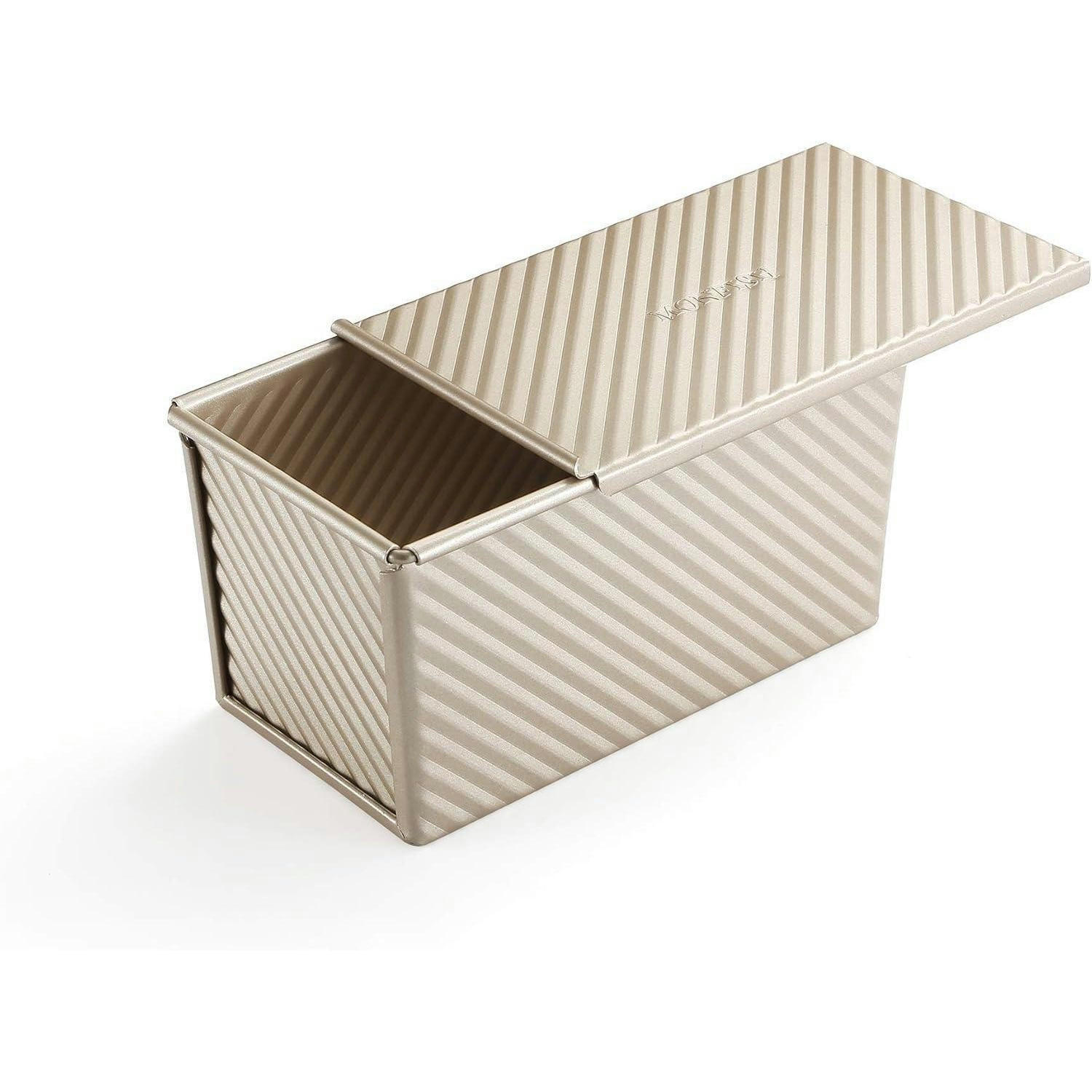 BROTBACKFORM mit Deckel 21.5 x 12.3 x 11.4 cm - Beige, Metall (21/11/12cm)
