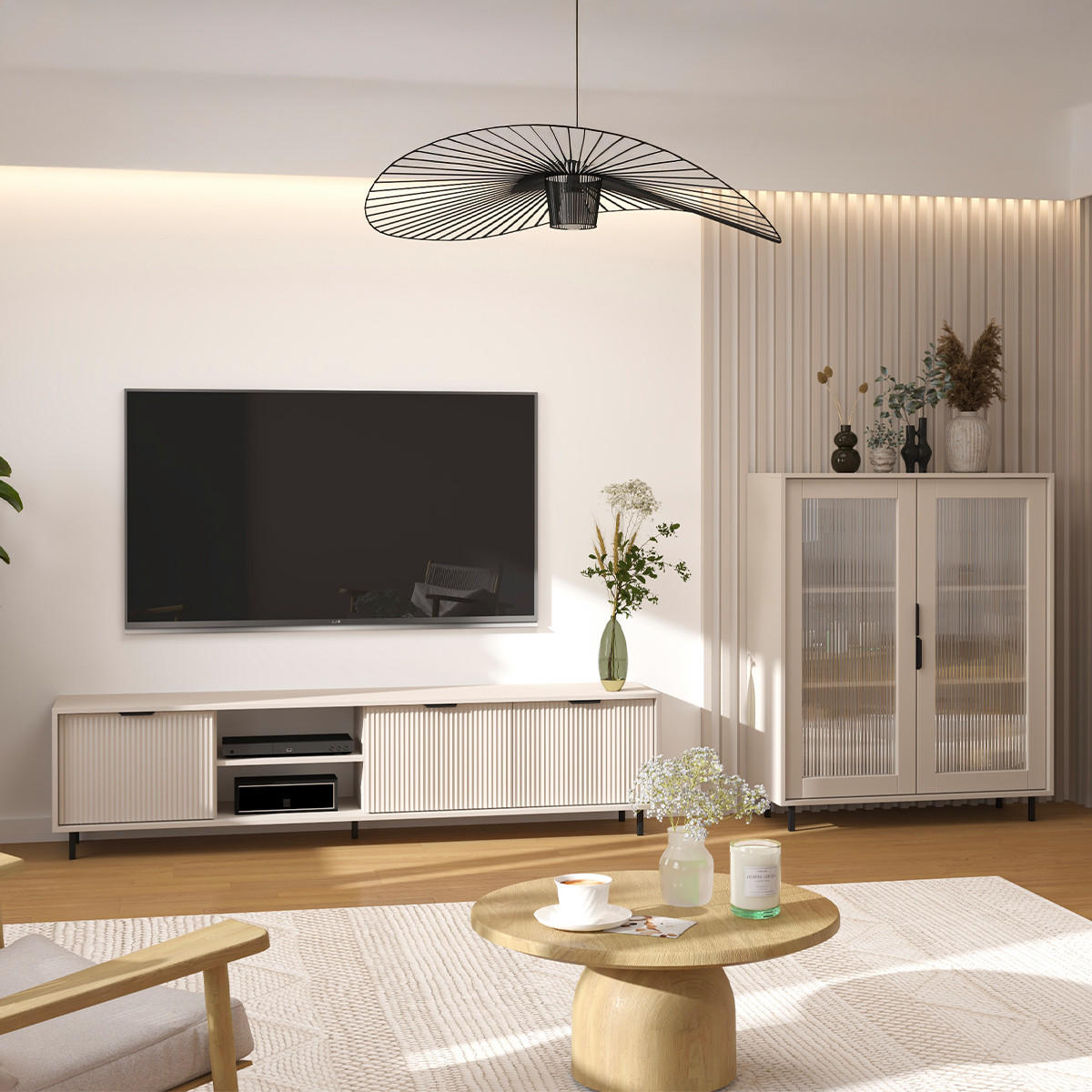 TV-MÖBEL Soly Kaschmir - Beige, Holzwerkstoff (203.2/50/40.3cm) - Petits-meubles