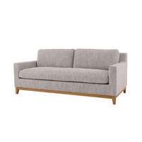 SCHLAFSOFA Tommy, Natur Massiveiche + hellgrauer Stoff - Grau, Holz (98.5/88.5/200cm) - WOODEK