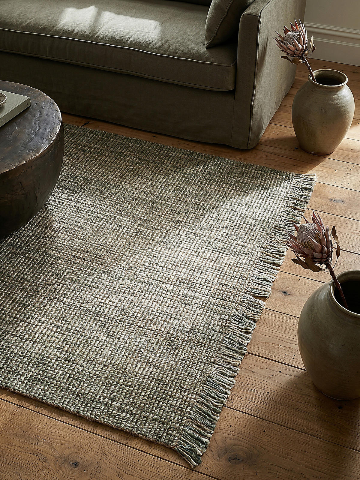 JUTETEPPICH handgewebt WEAVER, einfarbig, Grün, 200 x 290 cm - Grün, Textil (290/200cm) - KADIMA DESIGN