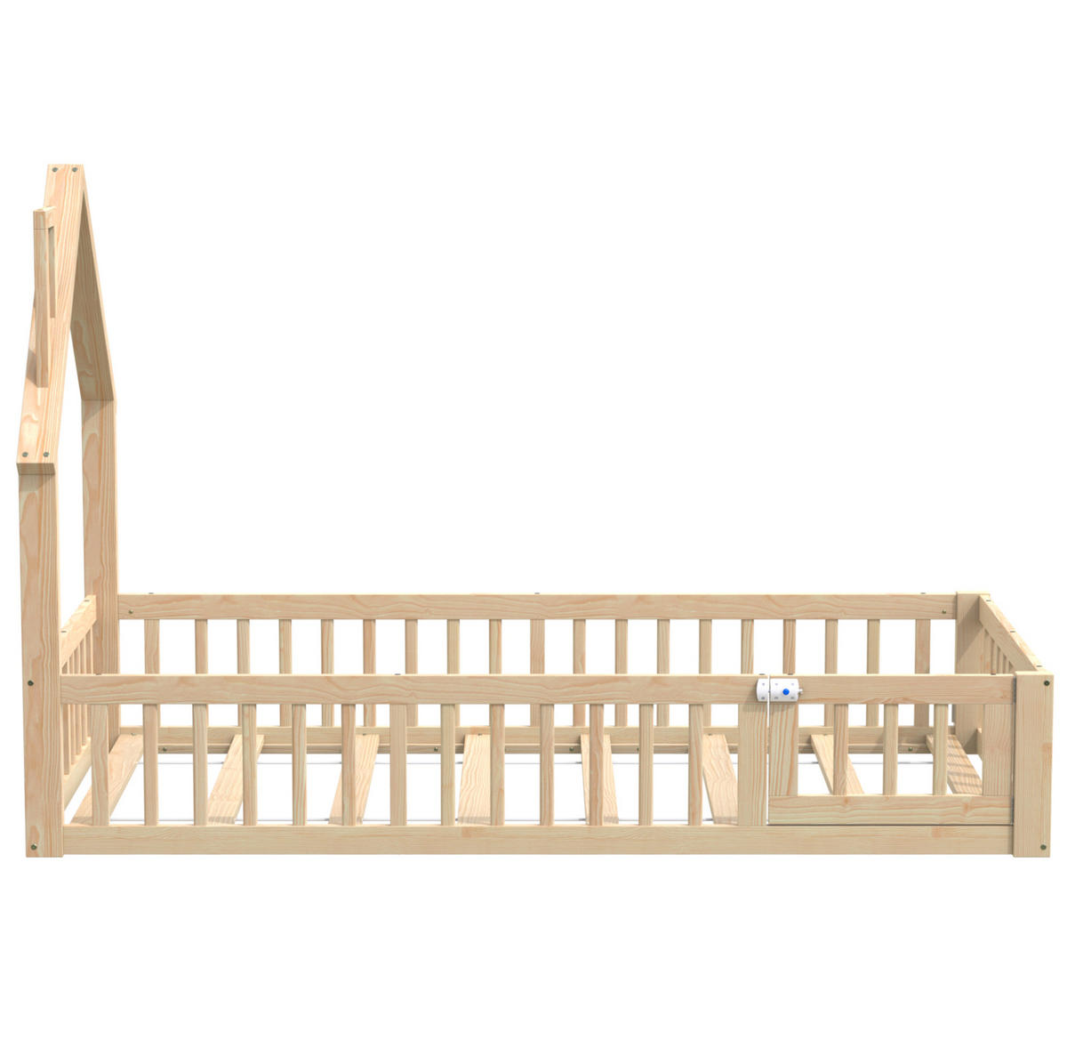 KINDERBETT 90/200 cm Natur aus Kiefernholz und MDF mit Sicherheitsgitter - Naturfarben, Holzwerkstoff (90/200cm) - OKMYHOME