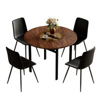 ESSGRUPPE DE-39352 5-teilig, rund mit 4 PU-Sesseln Schwarz - Schwarz, Metall (100/76/100cm) - ComfortXL