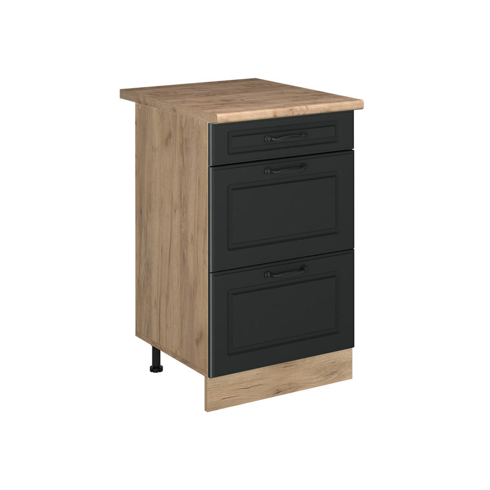 KÖKSUNDERSKÅP R-Line, Antracit hus på landet/Goldkraft ek, 50 cm Auksinis ąžuolas stalviršis Antracit, Honungsek 81.6/50/60 cm
