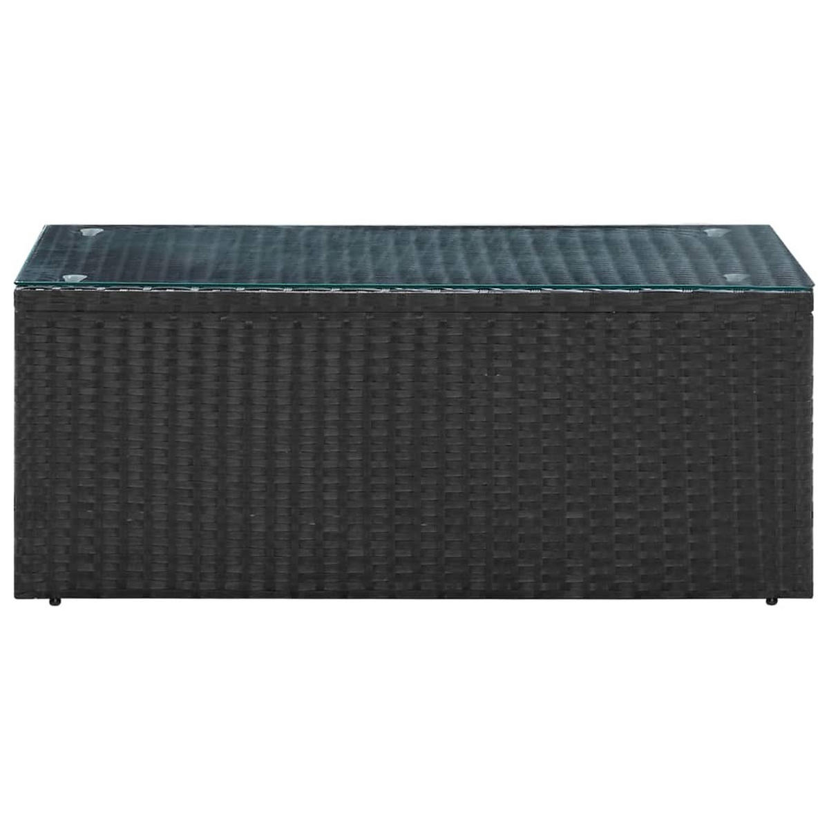 LOUNGEGARNITUR mit Auflagen und 80 cm Couchtisch, aus Poly Rattan und Glas, Schwarz, 4-teiliges Set - Schwarz, Kunststoff - vidaXL