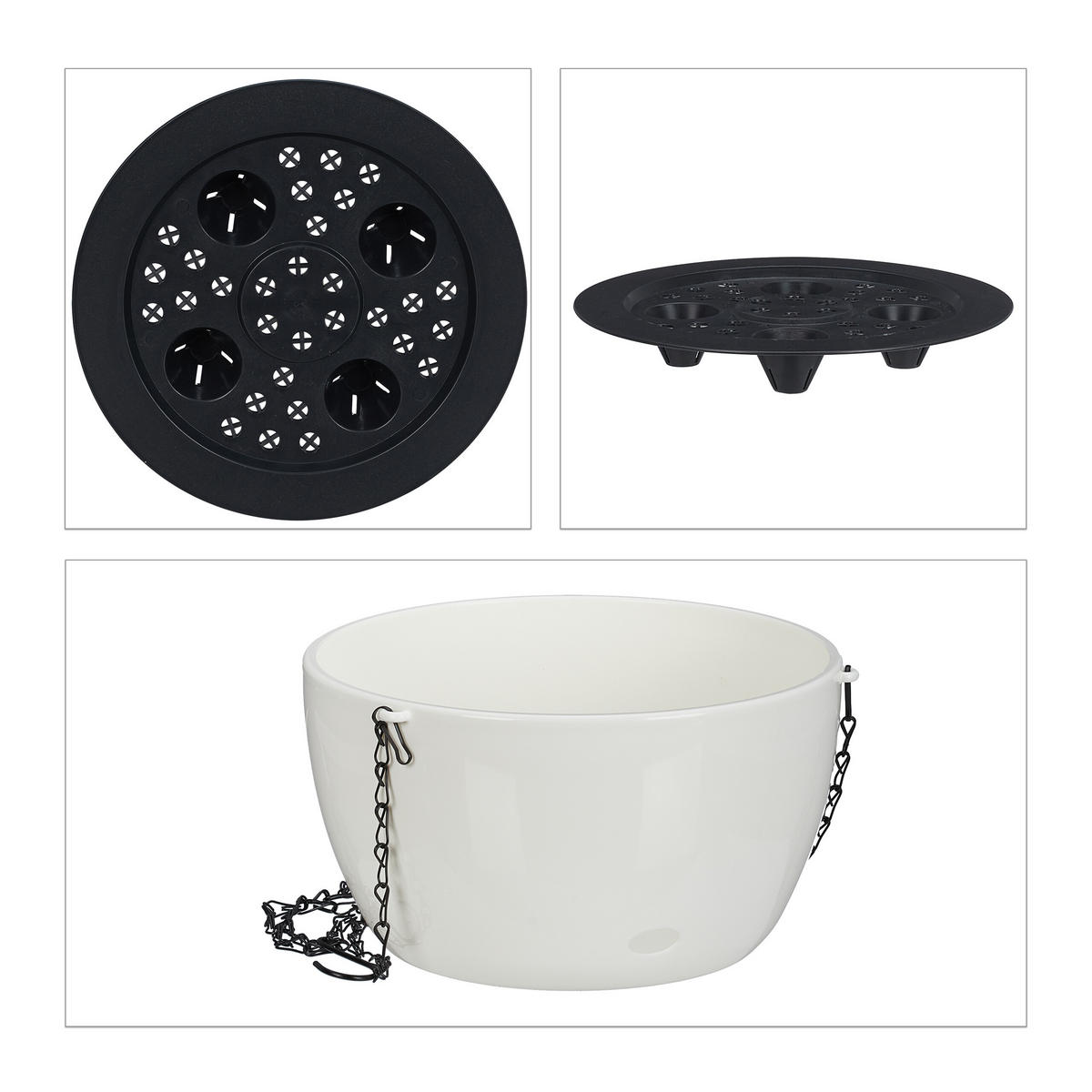 2XBLUMENAMPEL - Weiß, Kunststoff/Metall (67cm) - Relaxdays