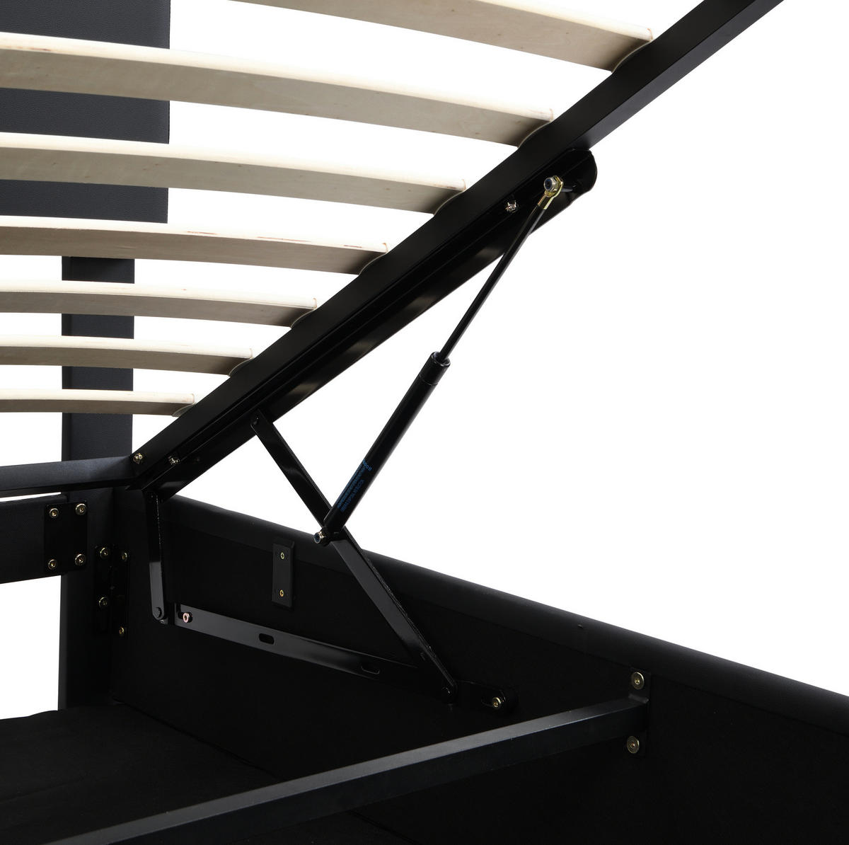 POLSTERBETT 90/200 cm Schwarz aus PU mit LED-Beleuchtung und Bettkasten - Schwarz, Kunststoff (90/200cm) - OKMYHOME
