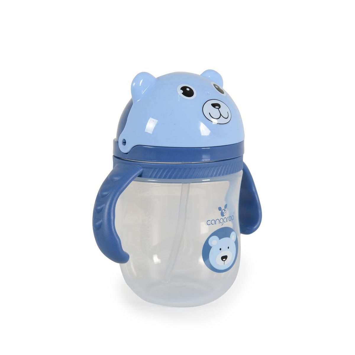 TRINKLERNBECHER Berry 240 ml blau Silikon, deckel, Schutzdeckel, Trinkhalm, Haltegriffe, Griff, griffe - Blau, Kunststoff (7/14/7cm) - Cangaroo