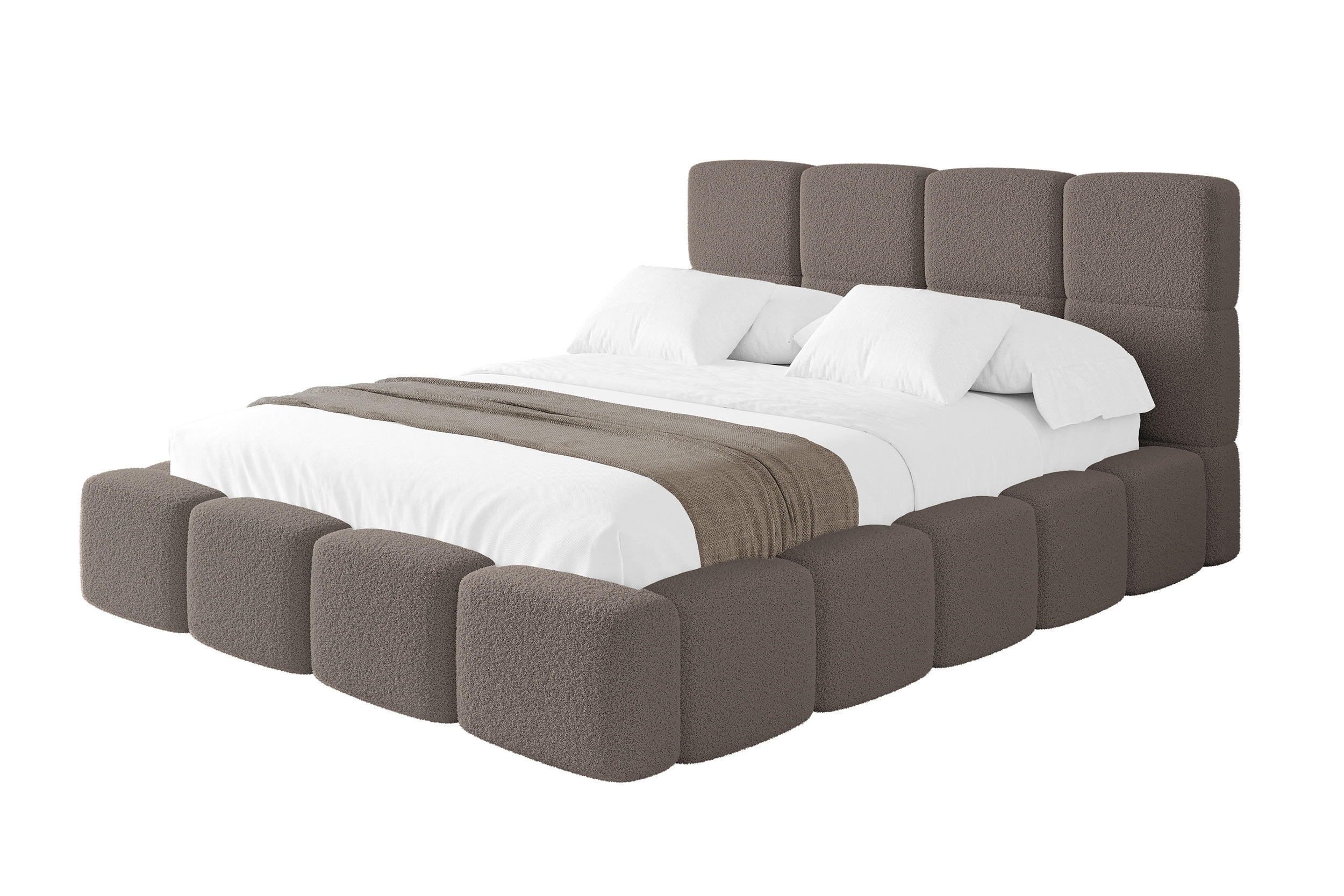 POLSTERBETT mit Bettkasten und Lattenrost mit Kopfteil, Boxbett ohne Matratze, mit Stauraum - NATA 160x200 Braun - Braun, Holzwerkstoff/Textil (160/200cm) - ALTDECOR