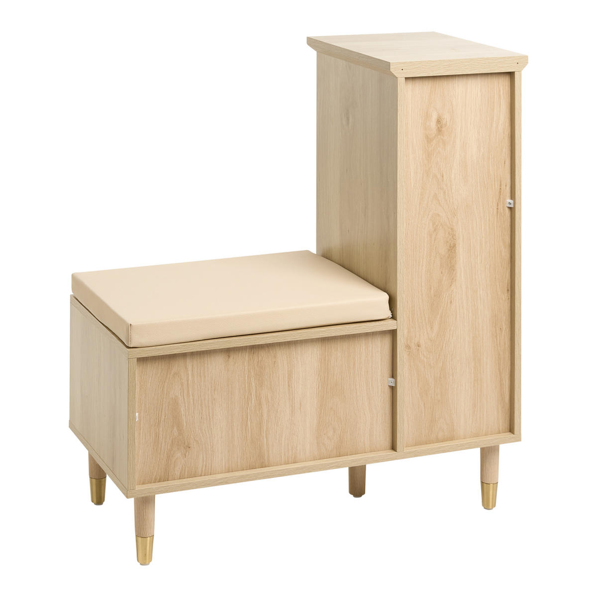 SCHUHBANK mit Stauraum Hellbraun Forster - Hellbraun/Beige, Holzwerkstoff (79/90/37cm) - Beliani