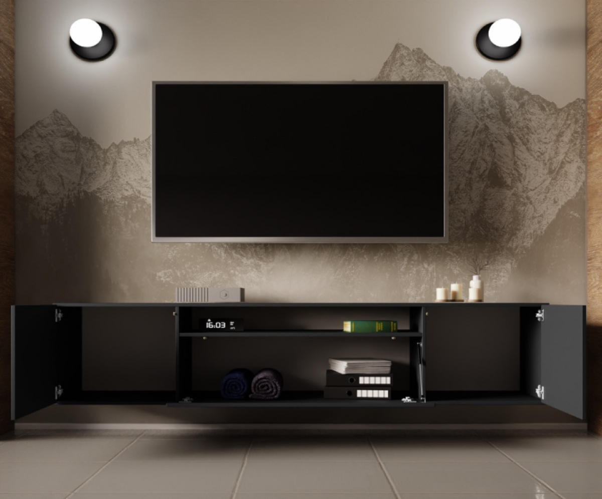 TV-LOWBOARD Grafit LION Hängend 200 cm - Graphitfarben, Holzwerkstoff (200/40/41cm) - Sepro Meble