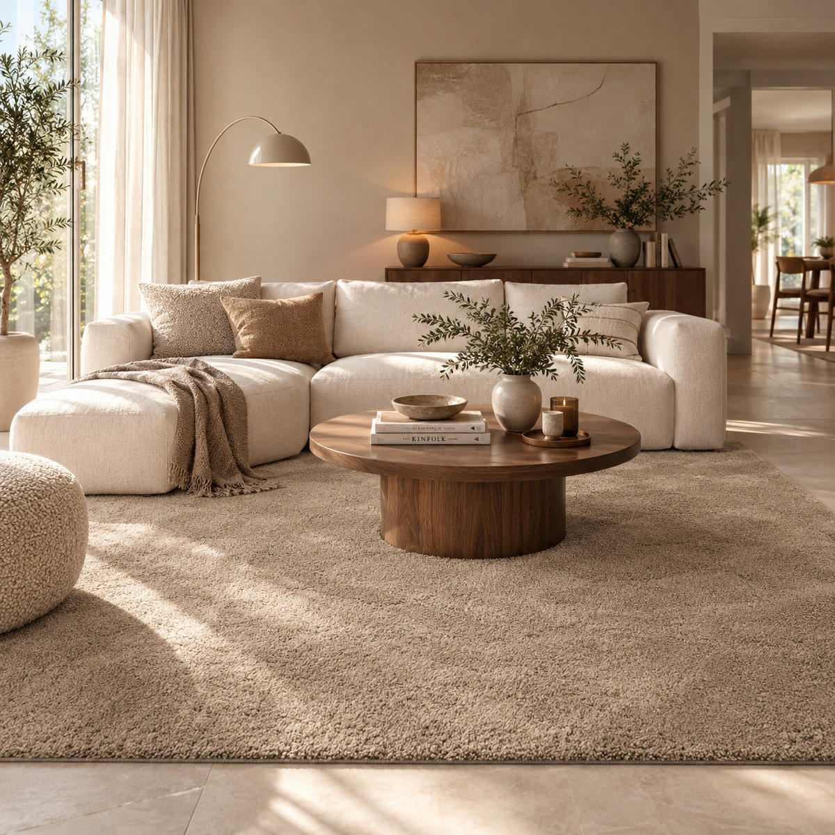 HOCHFLOR SHAGGY TEPPICH PALACE - Taupe, Textil (80/320cm) - Snapstyle