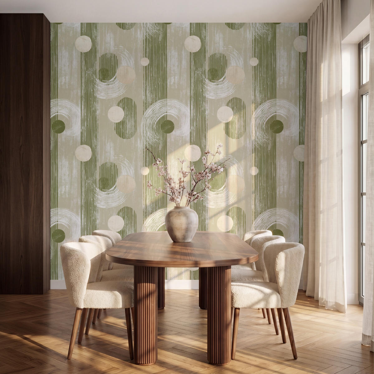 TAPETE - Künstlerisch - Modern - Grün - 240x260 cm - Olivgrün, Papier (240/260cm) - OnlyWow
