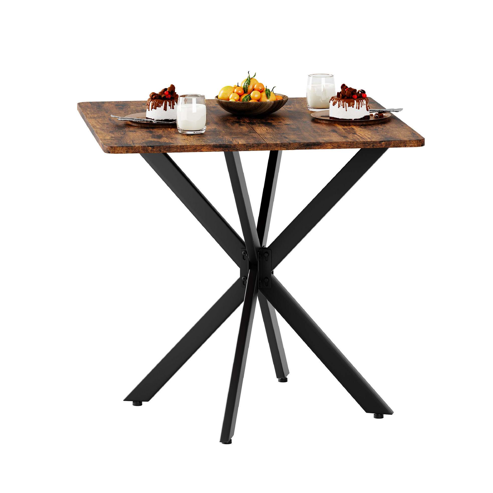 BEISTELLTISCH 80/80/75 cm braun aus Spanplatte mit X-Gestell und höhenverstellbaren Füßen - Braun, Holzwerkstoff (80/80/75cm) - OKWISH
