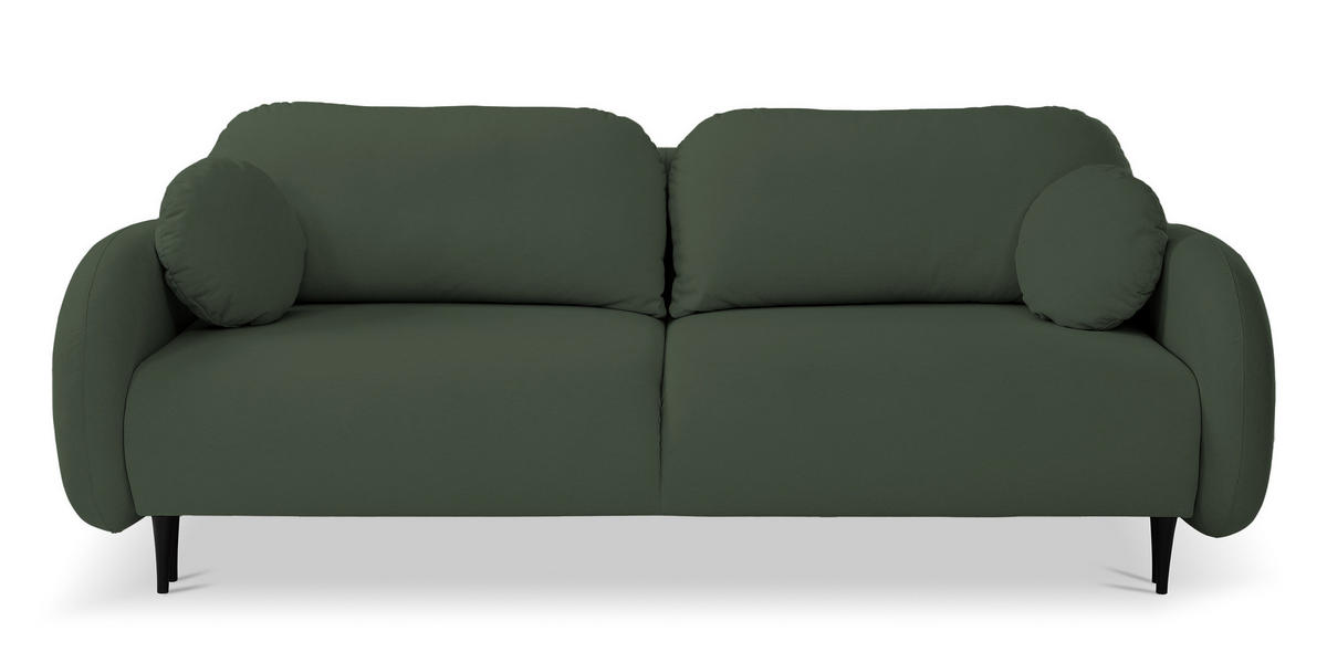 SCHLAFSOFA Bafra Olive Velours - Schwarz/Olivgrün, Holz/Textil (232/92/102cm) - Selsey