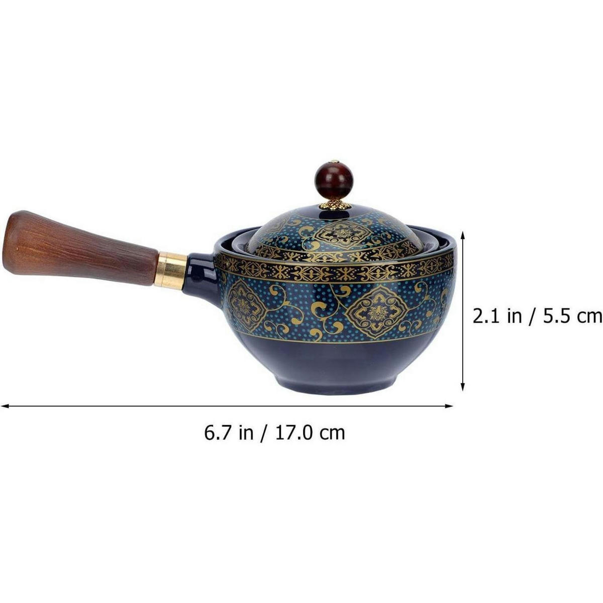 TEEKESSEL Keramik mit Holzgriff und Teesieb - Multicolor, Keramik (11/17cm)