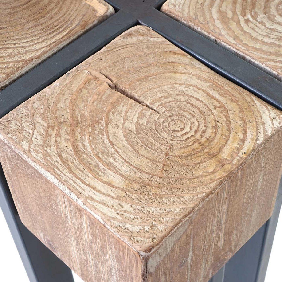 BLUMENTISCH TANNE MASSIV eckig Braun, Schwarz - Schwarz/Braun, Holz (32/32/100cm) - MCW