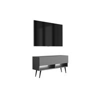 TV-LOWBOARD 100 cm Anthrazit, schwarze schräge Beine, weiße LED, 100 × 32 × 52 cm - Grau, Holzwerkstoff (100/52/32cm) - 3XE LIVING