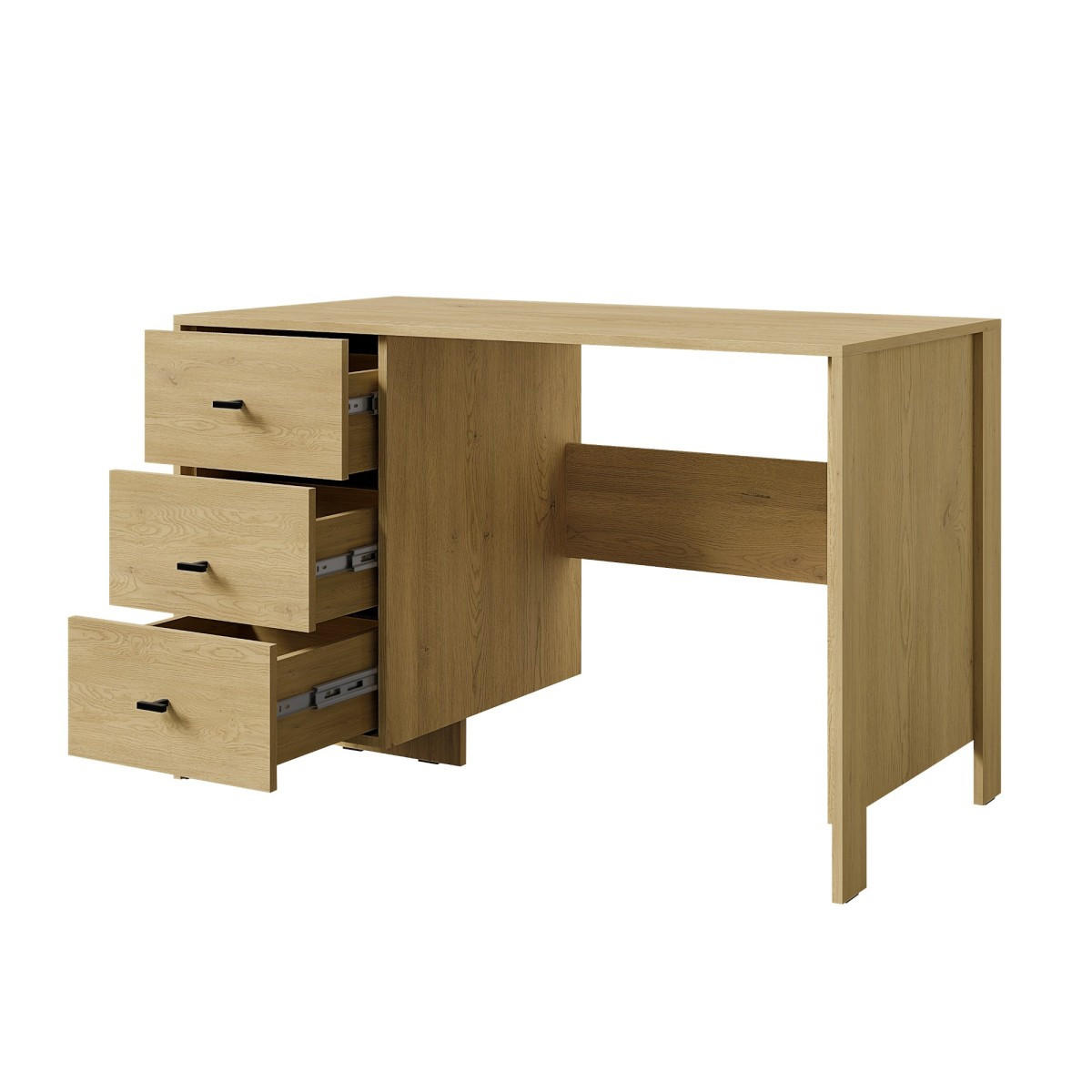 SCHREIBTISCH mit Schubladen Ethan 3S 120 Eiche Cremona - Eichefarben/Schwarz, Holzwerkstoff/Metall (60/120/76cm) - mzm24