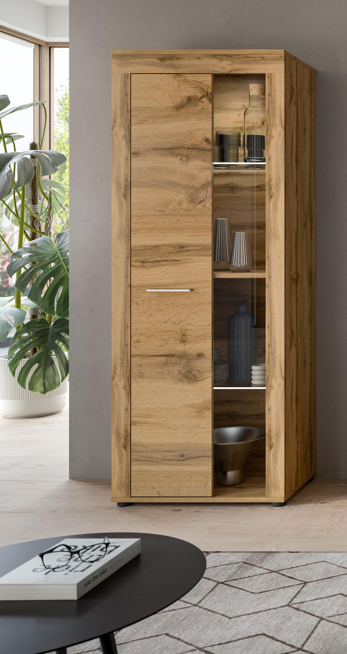 VITRINE JAM (B/H/T: ca. 60/159/35 cm) in Wotan Eiche Nachbildung/Wotan Eiche Nachbildung - Eiche Wotan, Holzwerkstoff (60/159/35cm)