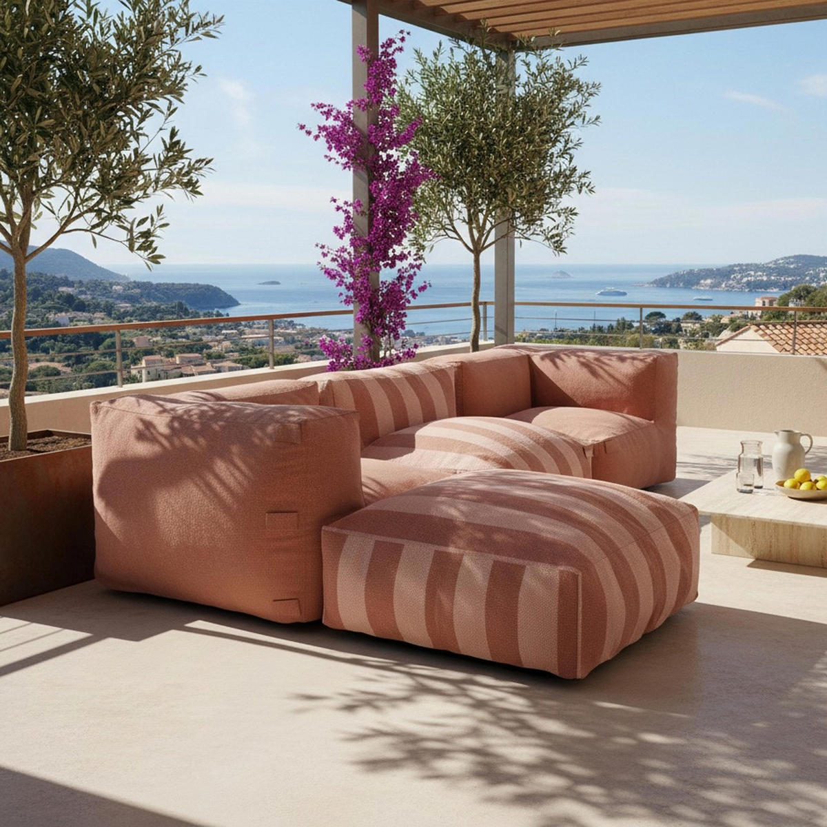 ECKSESSEL, Terrakotta - Braun, Textil (85/65/85cm) - Oviala