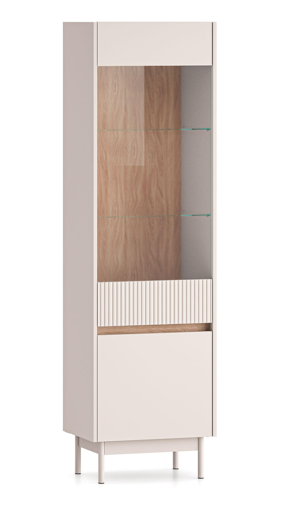 VITRINE Dunea 55 / 40 / 193cm Cashmere / Eiche Cremona Torro - Hellbraun/Multicolor, Holz/Holzwerkstoff (55/40/193cm) - Feldmann-Wohnen