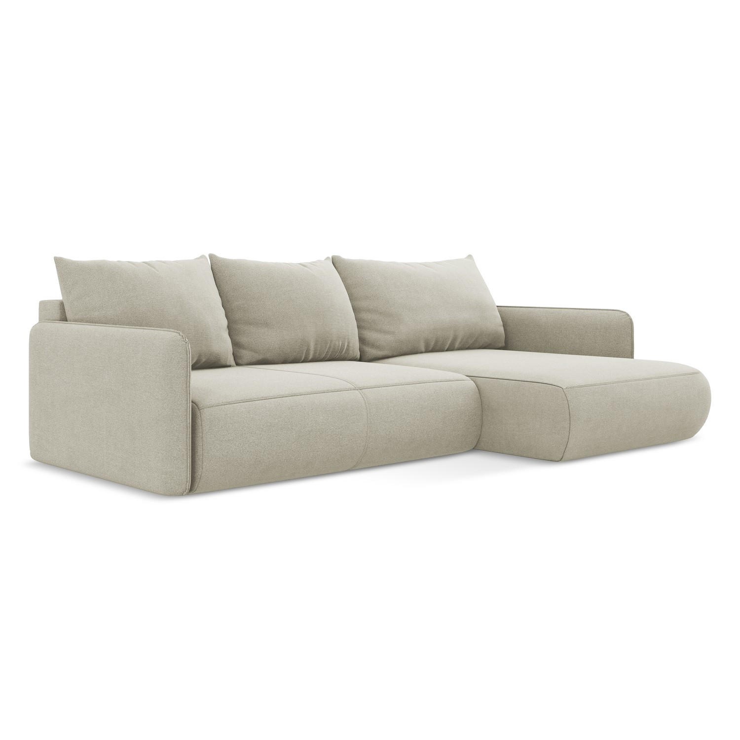 ECKSOFA mit Schlaffunktion Strukturstoff Stoff Beige - Beige/Creme, Kunststoff/Textil (240/148cm) - LaMiaSofa