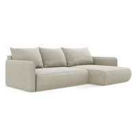 ECKSOFA mit Schlaffunktion Strukturstoff Stoff Beige - Beige/Creme, Kunststoff/Textil (240/148cm) - LaMiaSofa