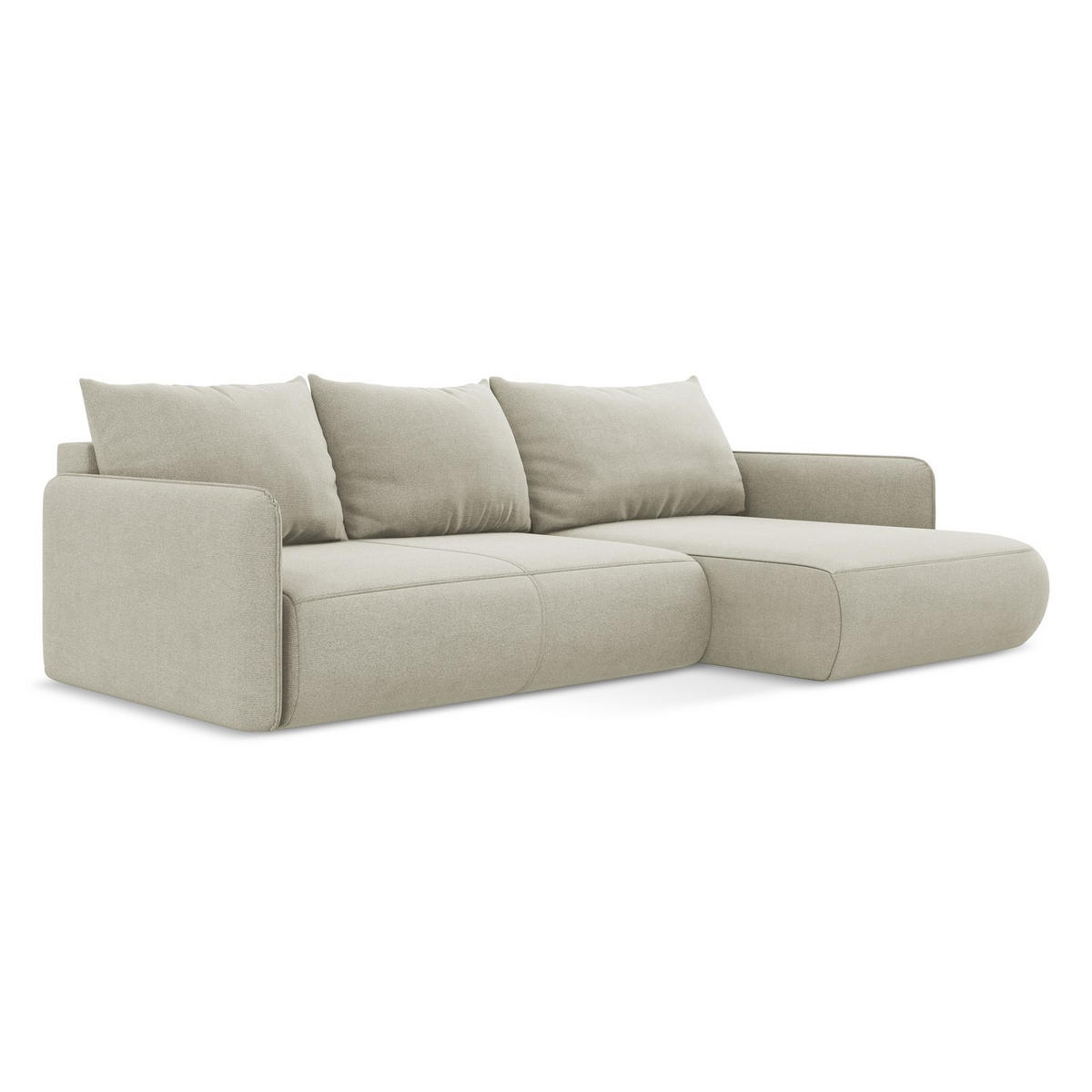 ECKSOFA mit Schlaffunktion Strukturstoff Stoff Beige - Beige/Creme, Kunststoff/Textil (240/148cm) - LaMiaSofa