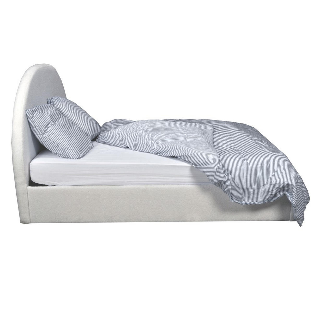 BETTKASTEN MIT LATTENROST SHERPA / BETT 160x200 - Weiß Bouclé Stoff - Weiß, Holzwerkstoff (160/200cm) - Weber Industries
