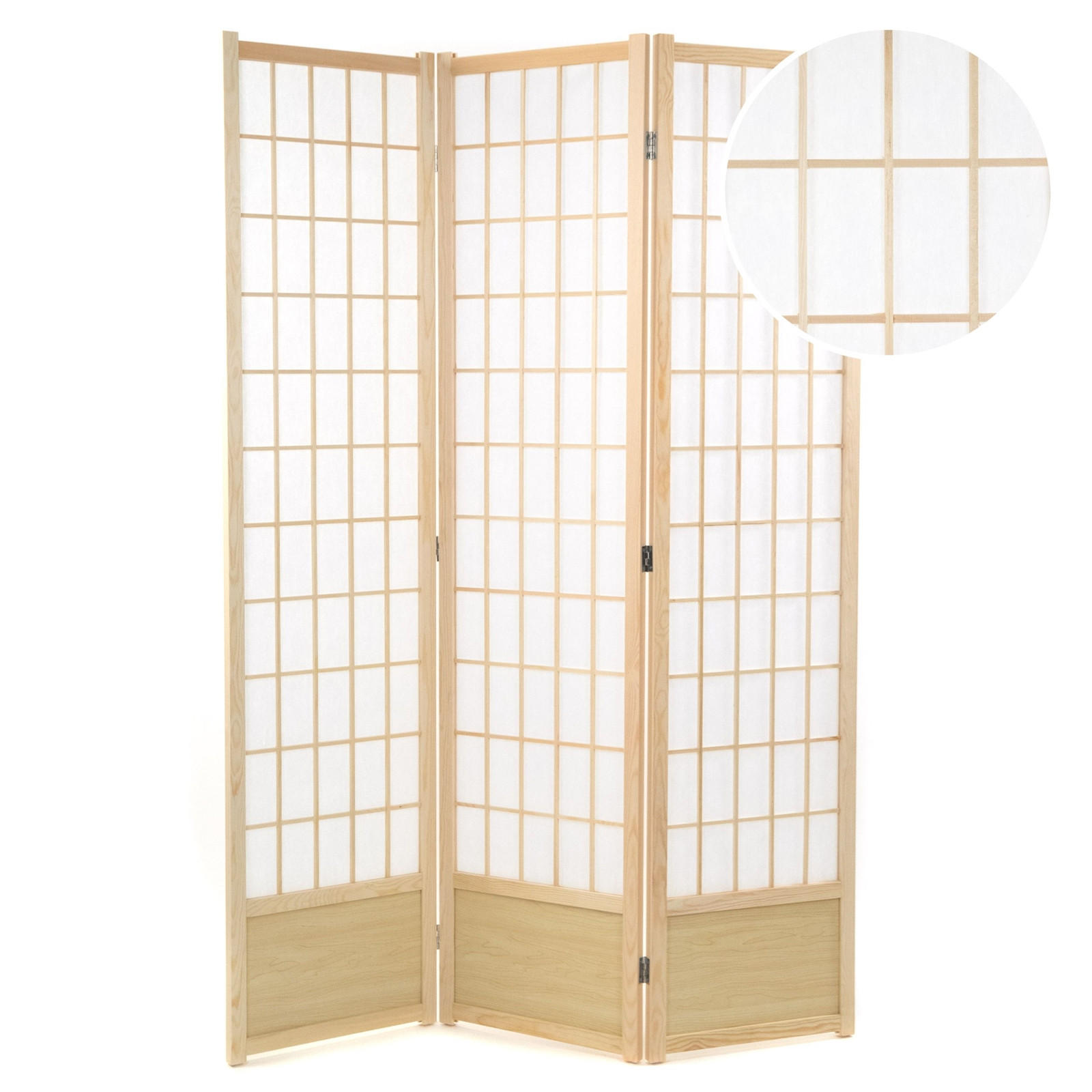 RAUMTEILER Canva II 3-tlg. Holz, Reispapier - Naturfarben, Holz (120/170/3cm) - DESIGN DELIGHTS