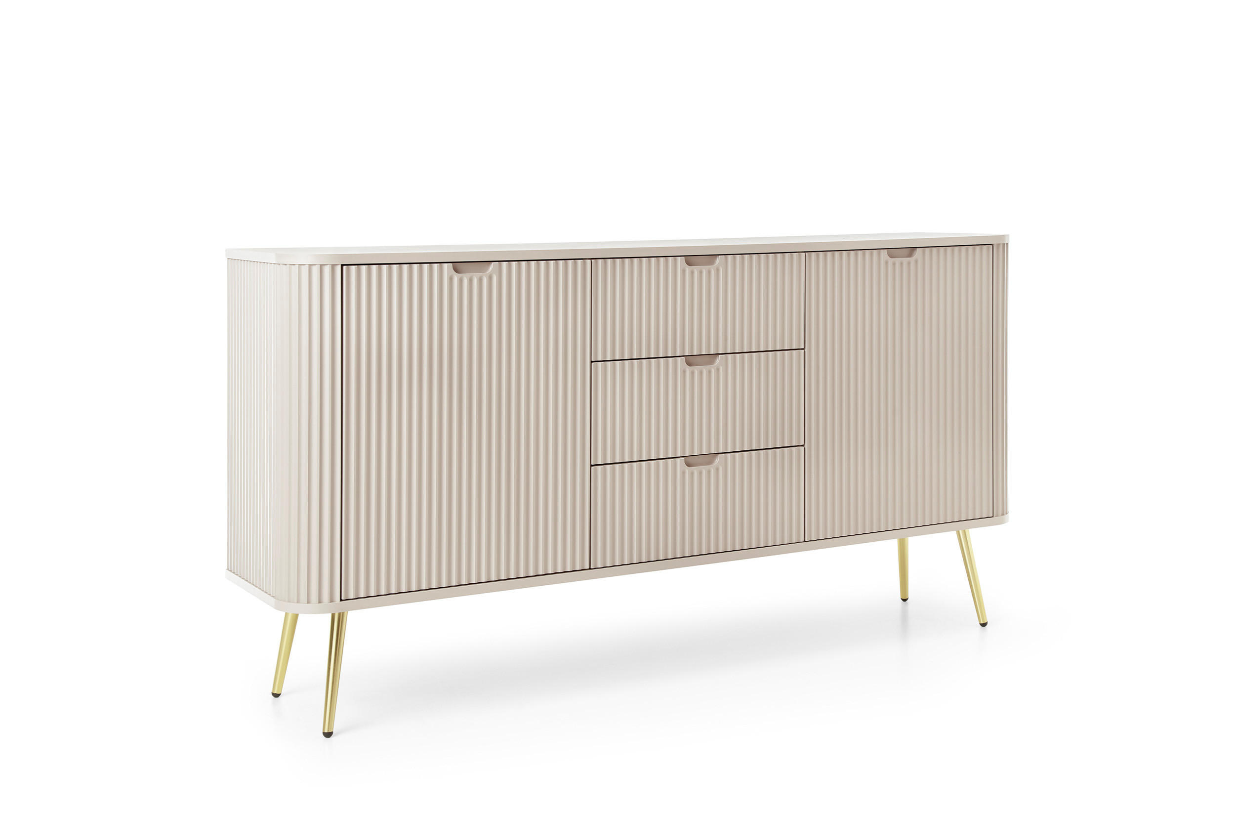 KOMMODE Breite ZOVA Kaschmir-Gold, 168x87x39cm 3 Schubladen, 2 Schränke - Kaschmir/Goldfarben, Holzwerkstoff/Kunststoff (168/87/39cm) - DomoHome