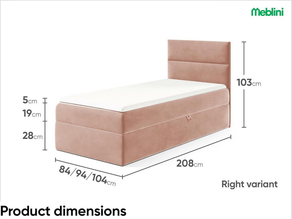 KINDERBETT MINO 1 - Pink, Holzwerkstoff (84/208cm) - Meblini
