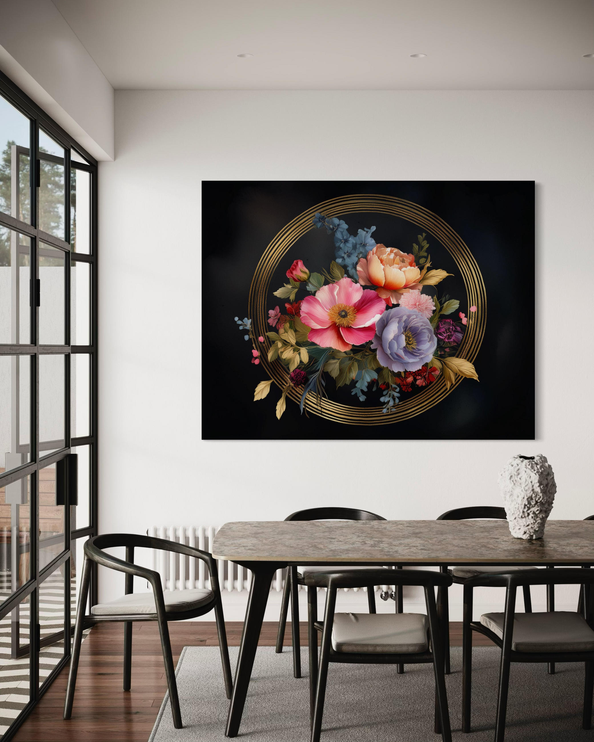 WANDBILD natur laubblume golden - Multicolor, Textil (60/40cm) - Feeby