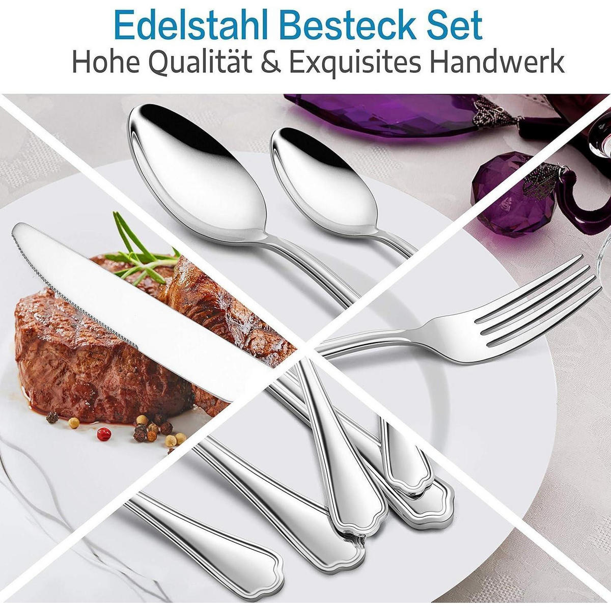 BESTECKSET 30-teilig für 6 Personen Edelstahl poliert - Silberfarben, Metall